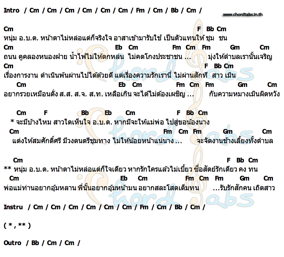 คอร์ด หนุ่ม อ.บ.ต. ชล อภิชาติ