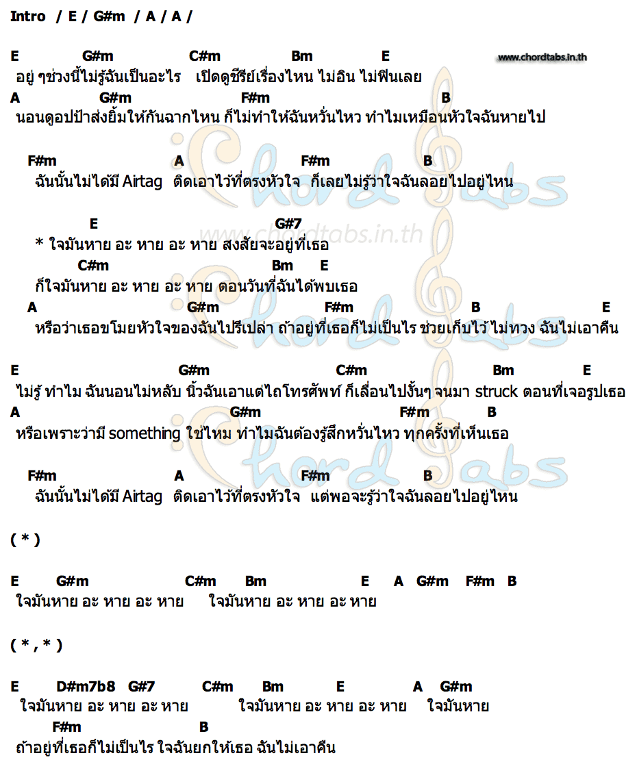 คอร์ด ใจหายอ่ะ สงสัยอยู่ที่เธอ (AirTag) Praesun