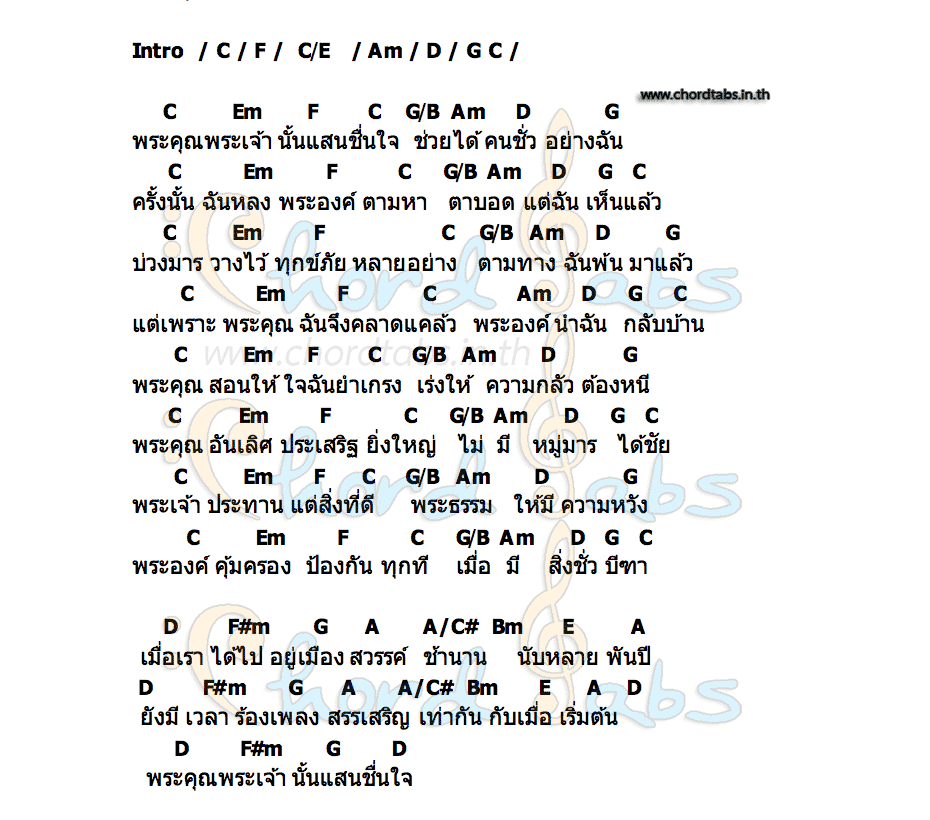 คอร์ด พระคุณพระเจ้า พิธีไว้อาลัย แตงโม