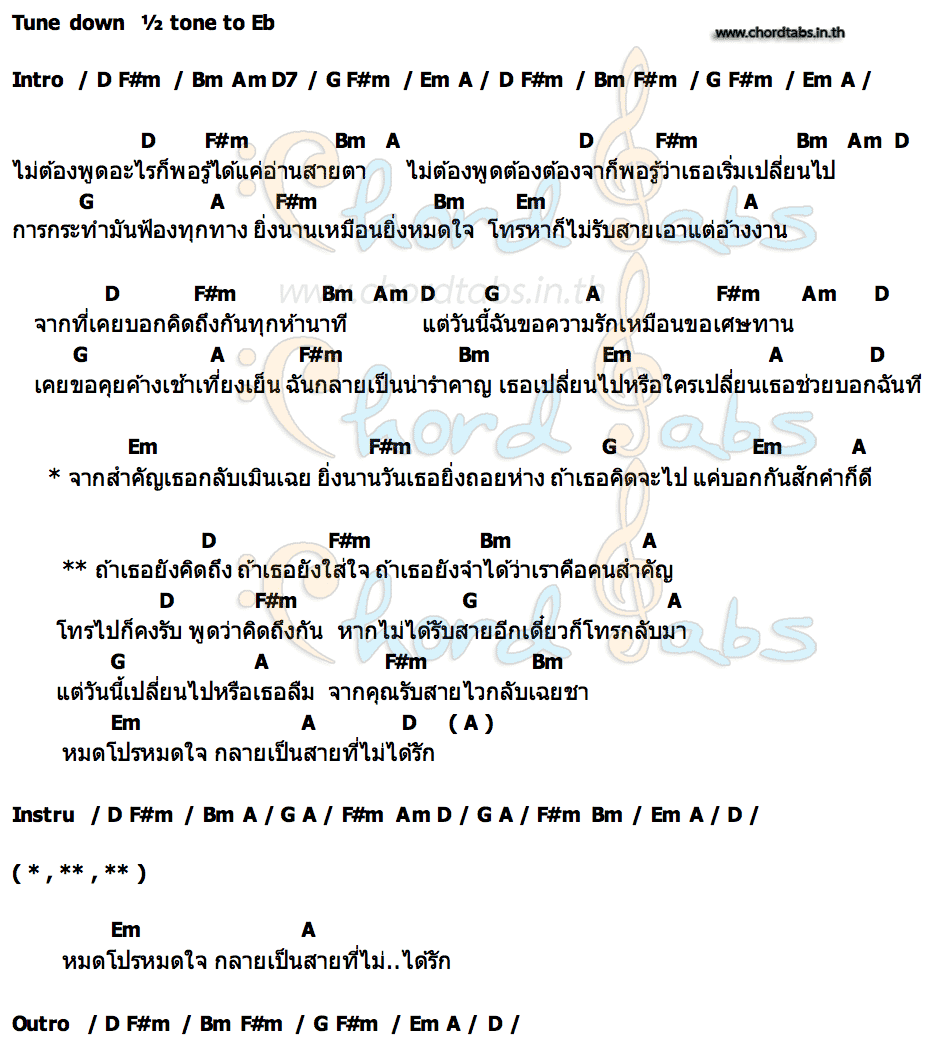 คอร์ด สายที่ไม่ได้รัก ถุงแป้ง ปุณยธร x หนวด จิรภัทร นวด จิรภัทร