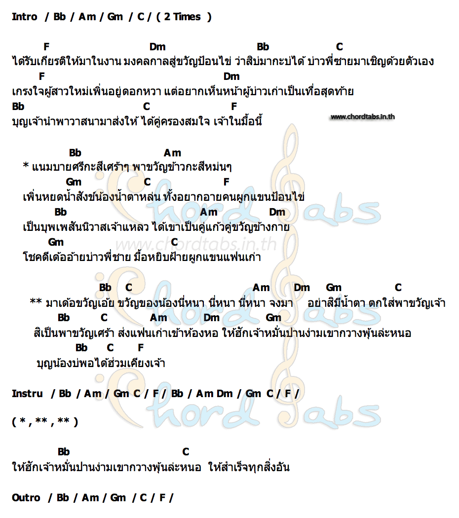 คอร์ด พาขวัญเศร้า น้ำผึ้ง ฉัตรฤดี