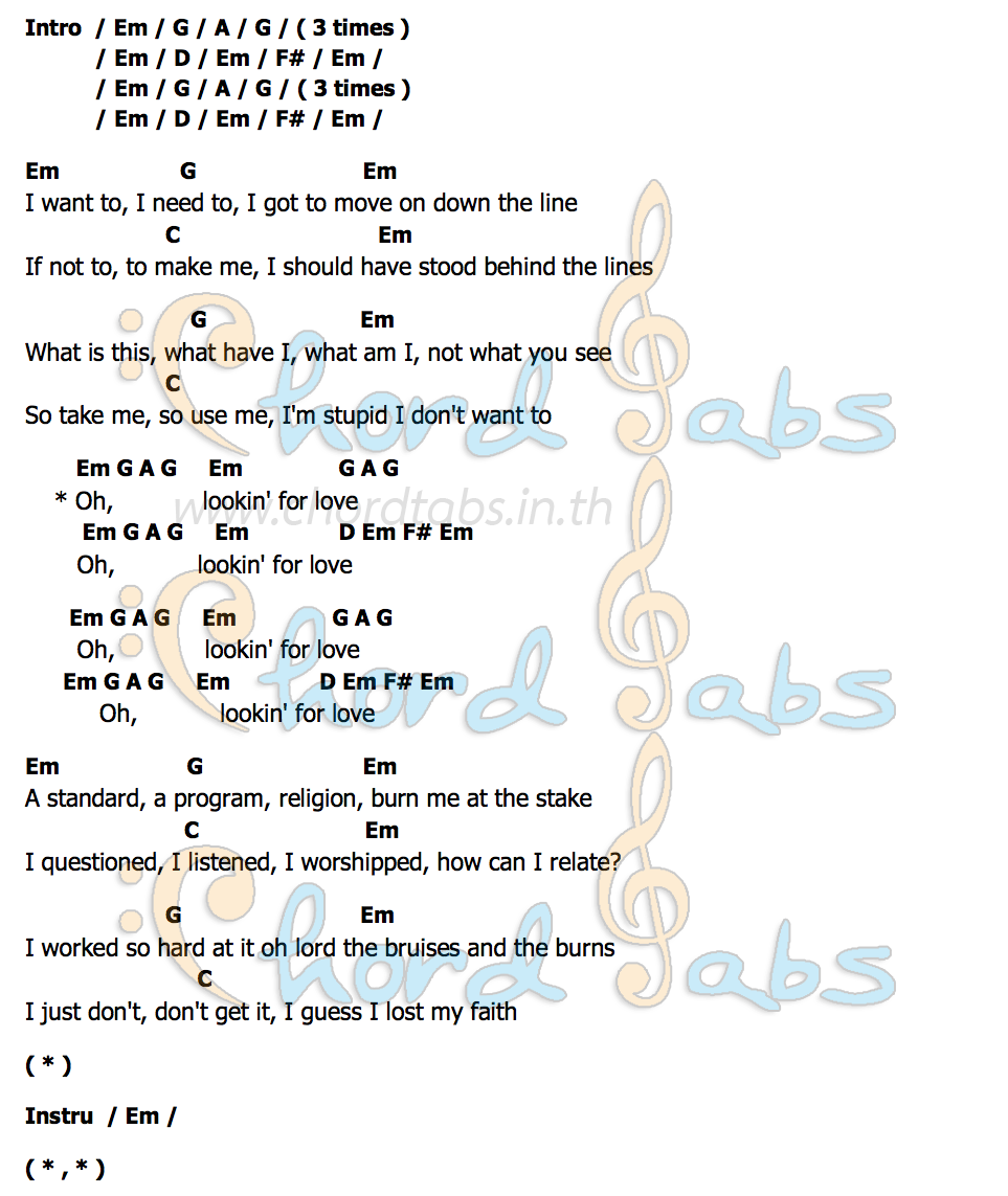 คอร์ด Looking For Love King s X
