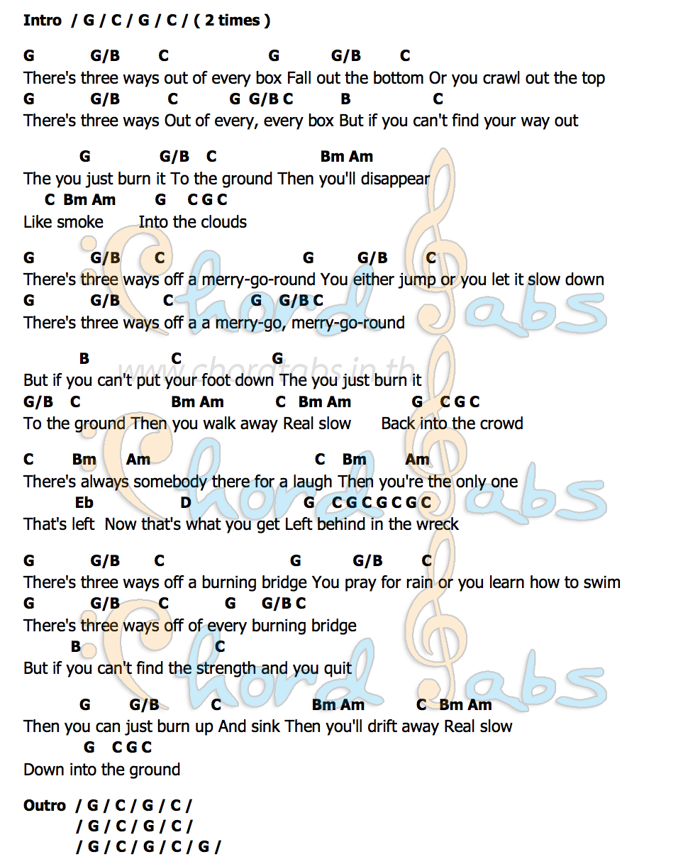 คอร์ด Three Ways The Wallflowers