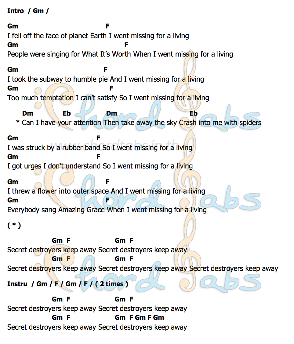 คอร์ด Went Missing Placebo