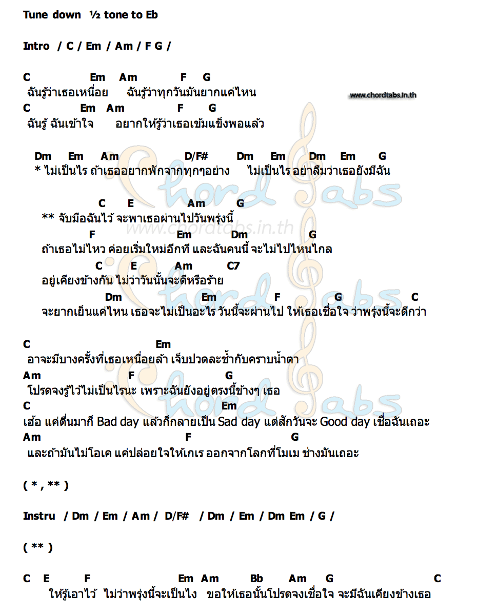 คอร์ด ถ้าเธอไม่ไหว (Tomorrow will be Better) BEAN NAPASON x SLAPKISS