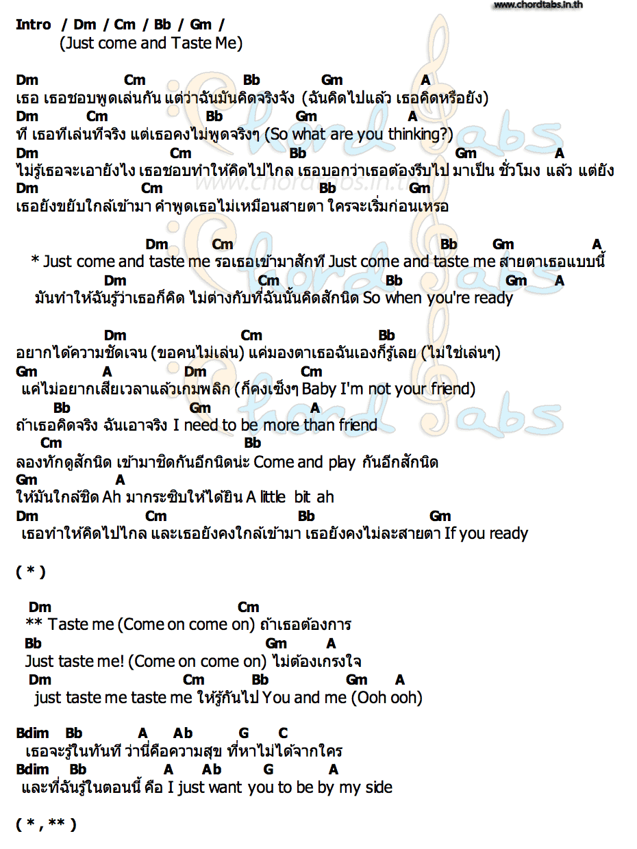 คอร์ด TASTE ME LAZ1