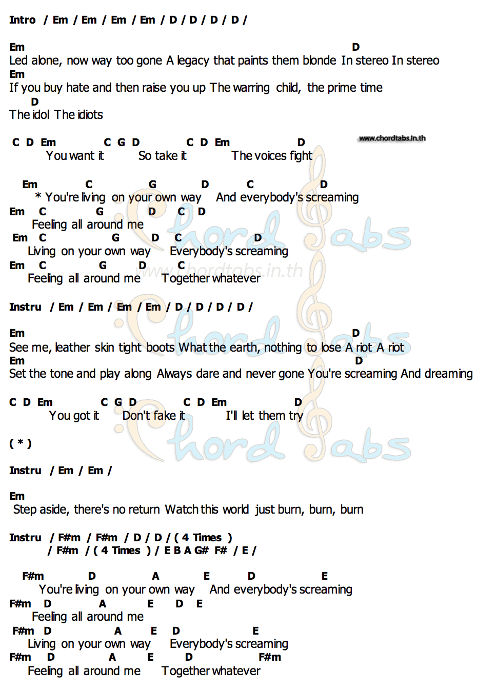 คอร์ด Together Whatever CRASHDÏET