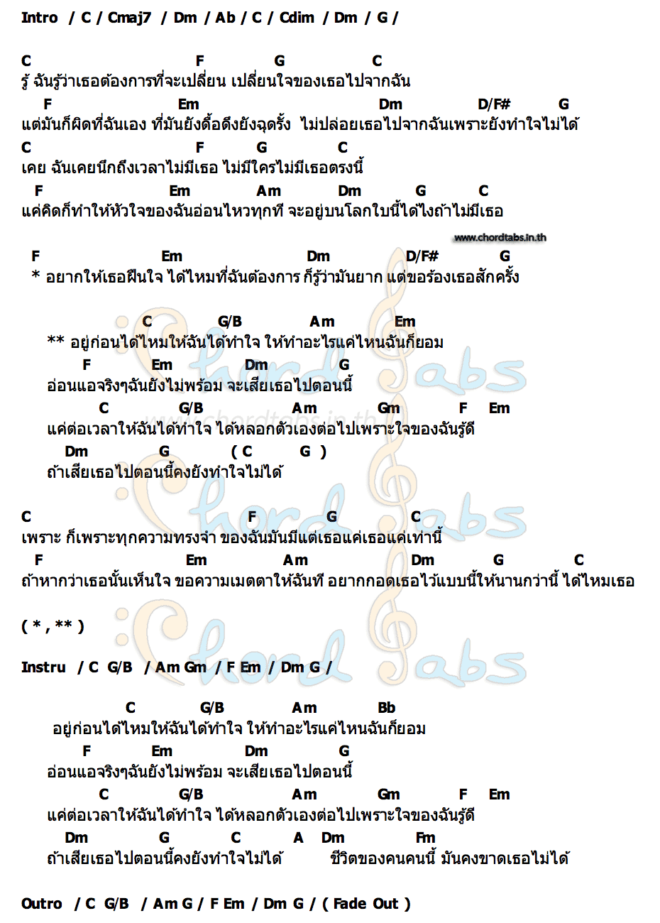 คอร์ด ยังทำใจไม่ได้ THE DOLLS