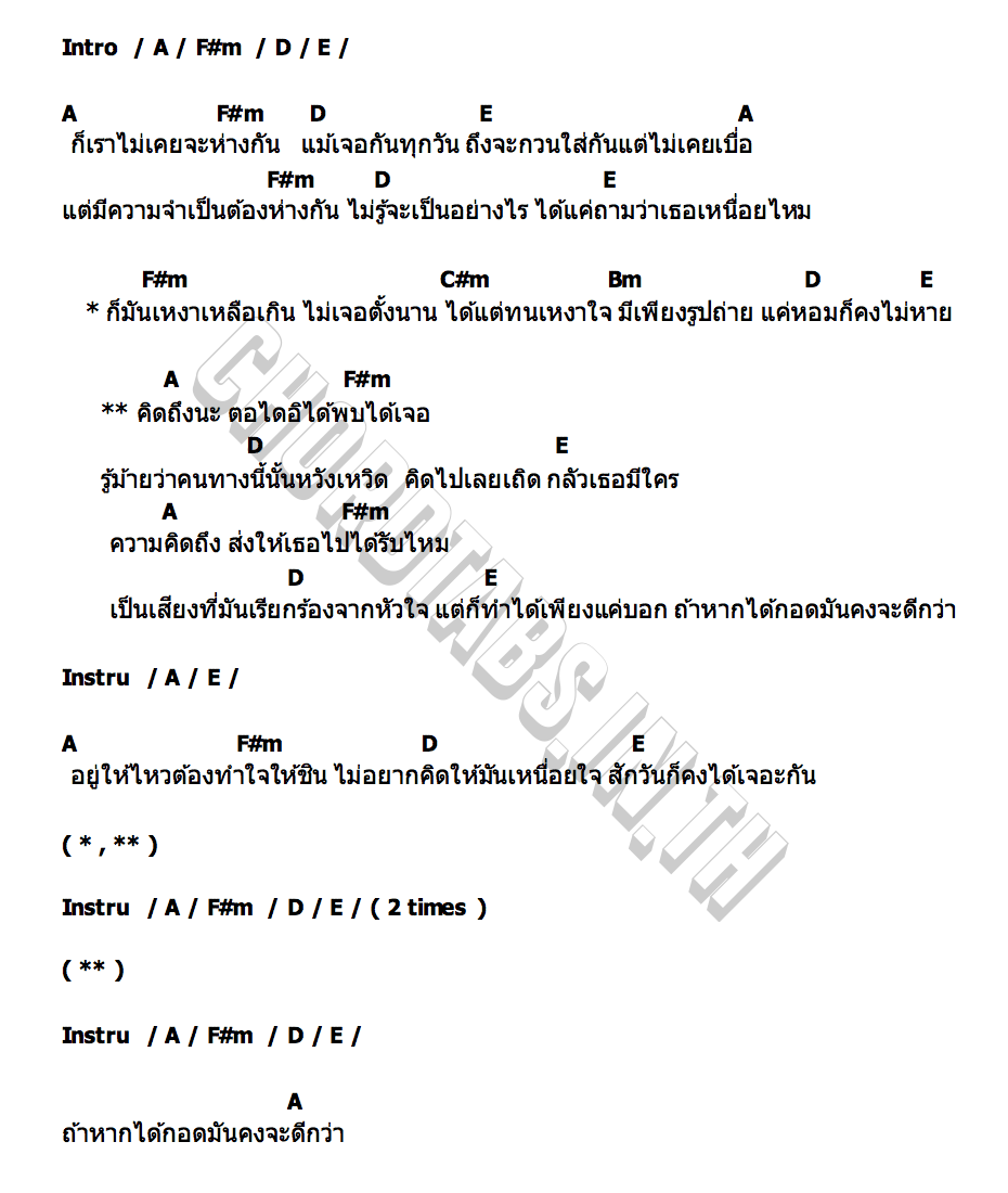 คอร์ด คิดถึงนะ หมี ยุทพันธ์