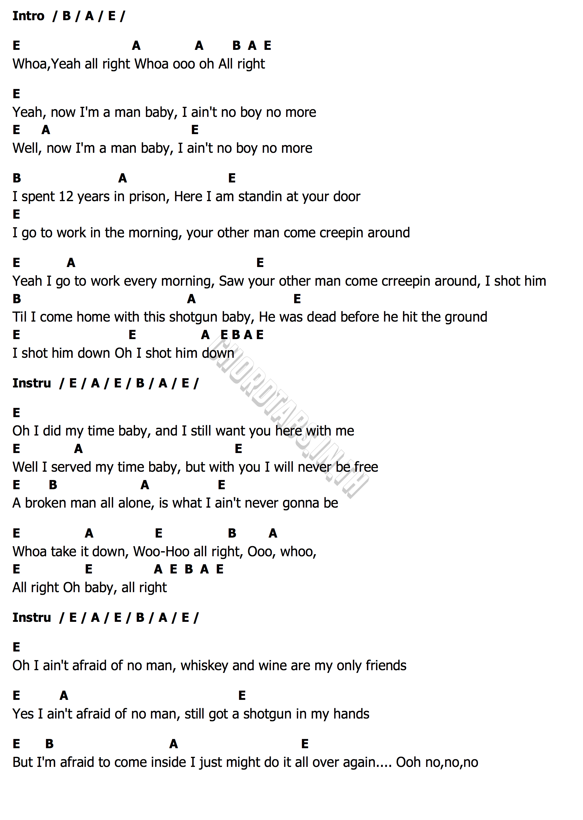 คอร์ด Shotgun Blues Kenny Wayne Shepherd