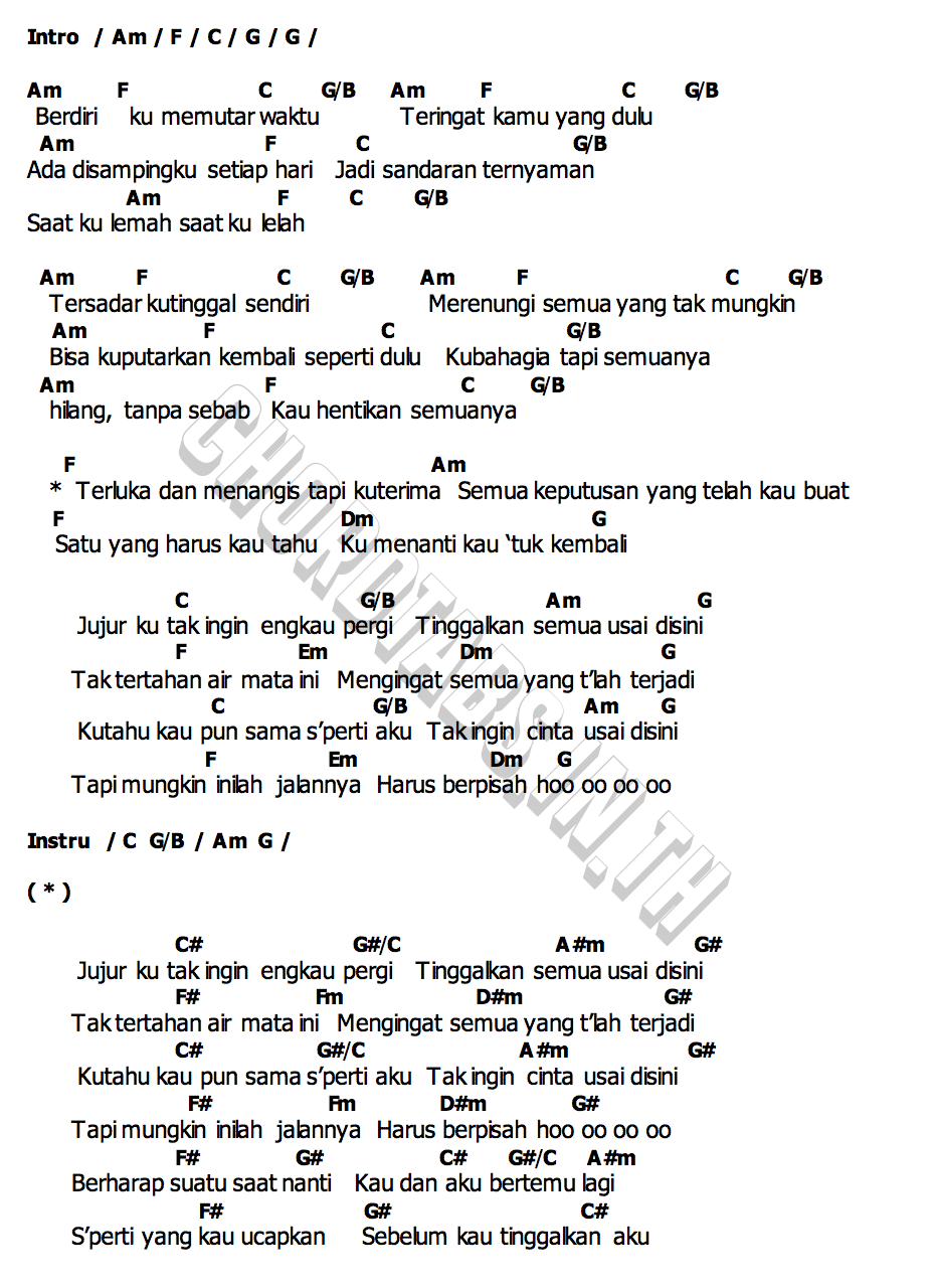 คอร์ด Tak Ingin Usai Keisya Levronka