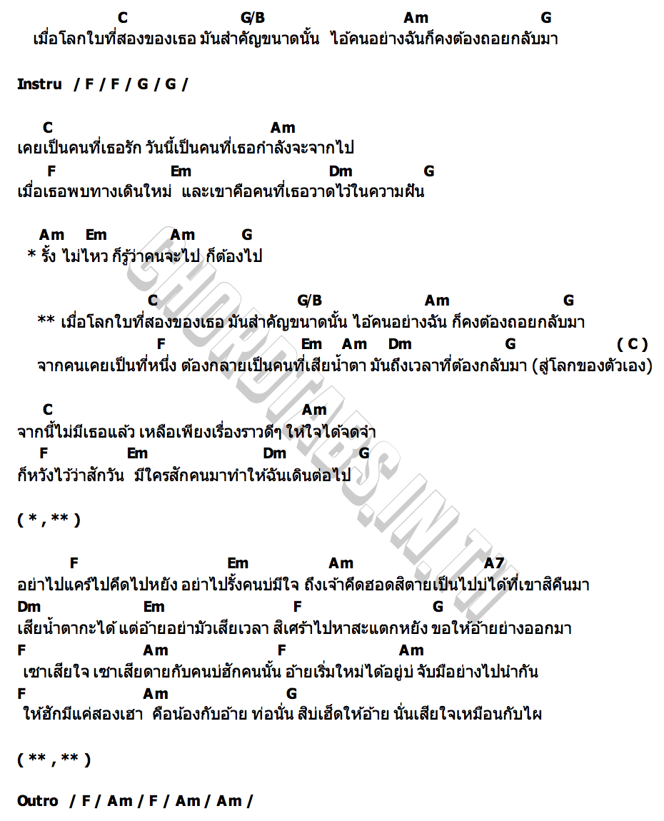 คอร์ด โลกใบที่สอง New Watcharaphol