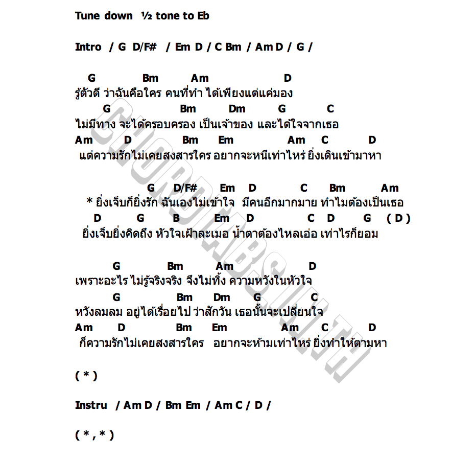คอร์ด ยิ่งเจ็บยิ่งรัก มอส แคท