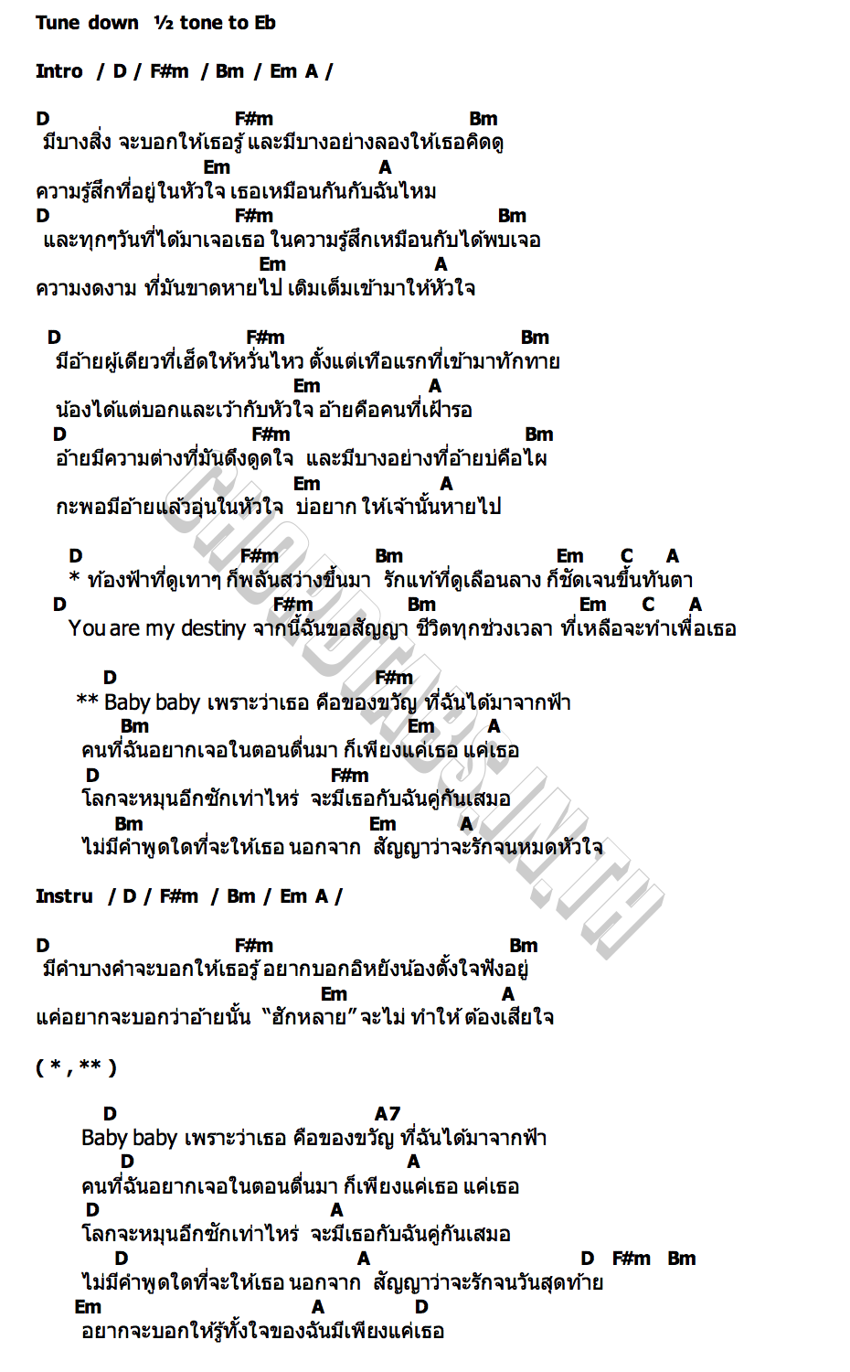 คอร์ด แค่เธอ บี พีระพัฒน์ x ลำไย ไหทองคำ