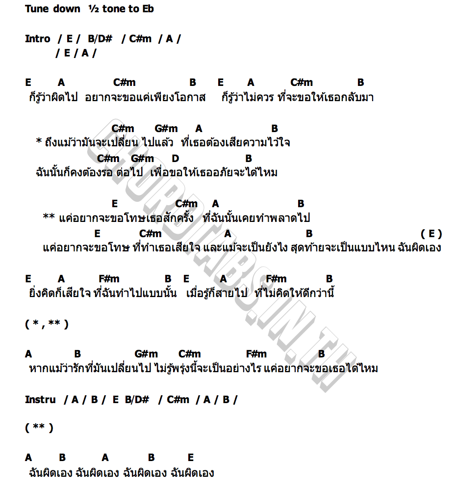 คอร์ด ขอโทษ...ฉันผิดเอง Cookie Cutter X เอก Sleeping Sheep