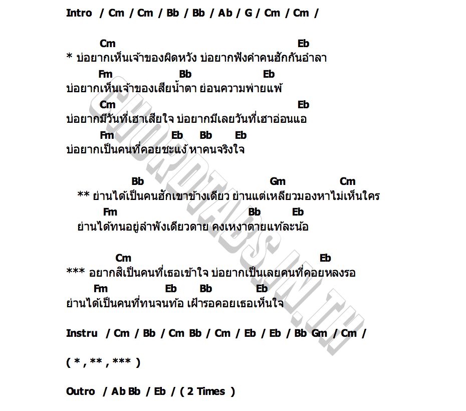 คอร์ด ย่านเจ้าของผิดหวัง โก้ เบญจภัทร