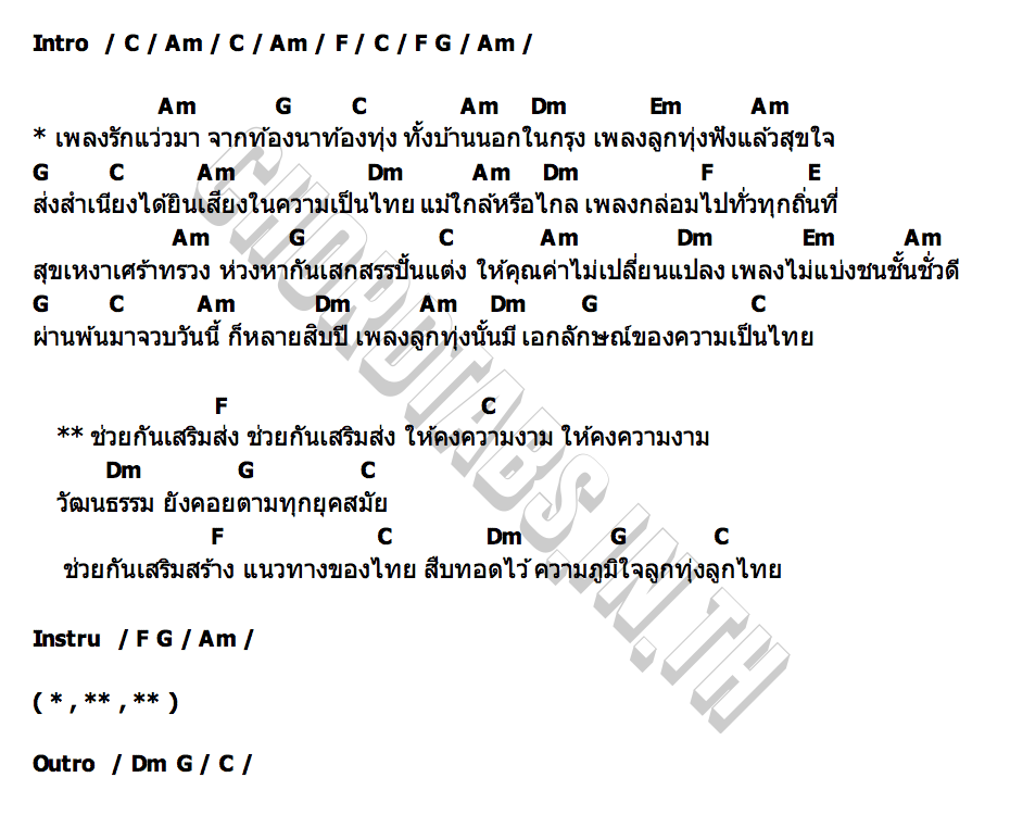 คอร์ด ลูกทุ่งลูกไทย รวมศิลปิน อาร์สยาม