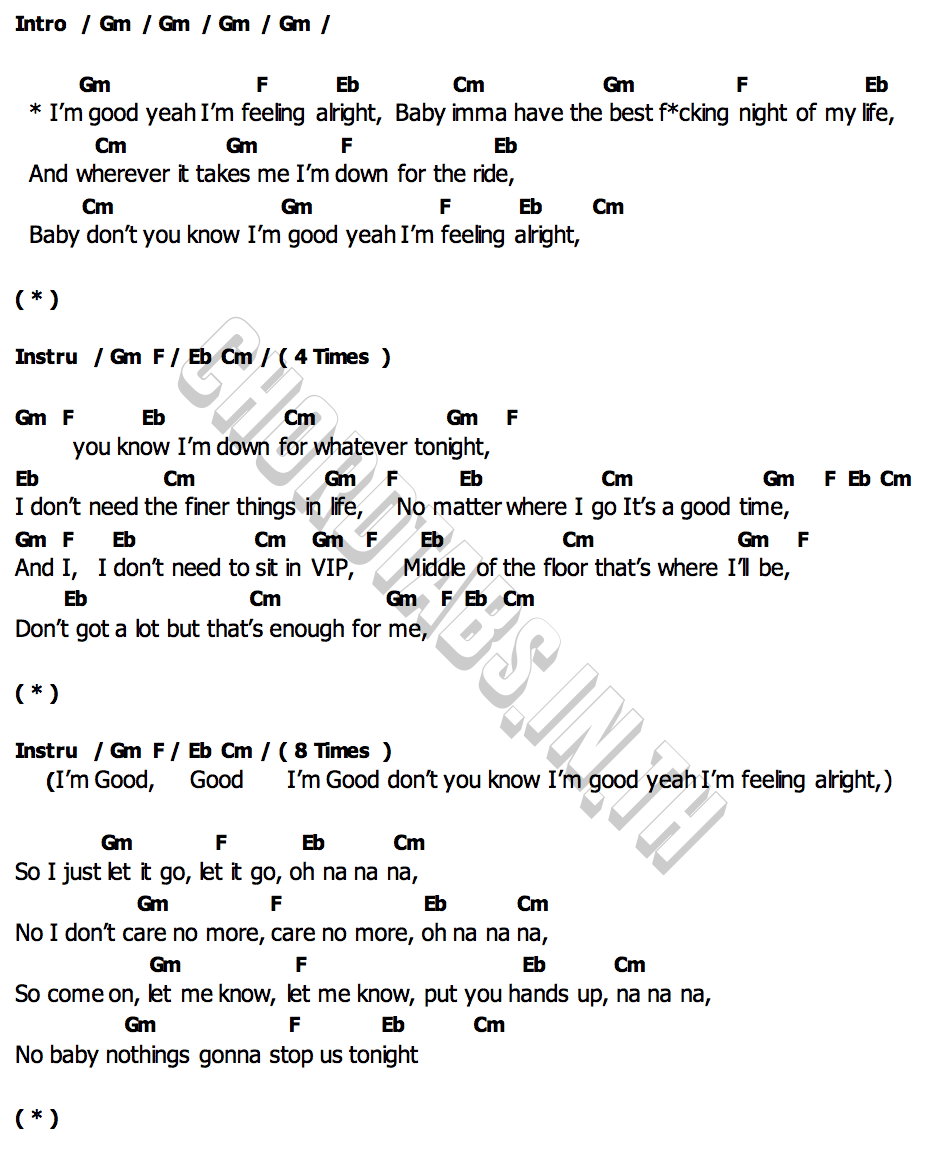 คอร์ด I m Good (Blue) David Guetta & Bebe Rexha