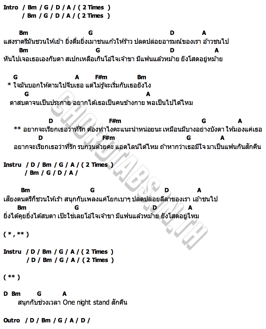 คอร์ด เป็นแฟนกันสักคืน MushinYiw ( มูชินยิว )