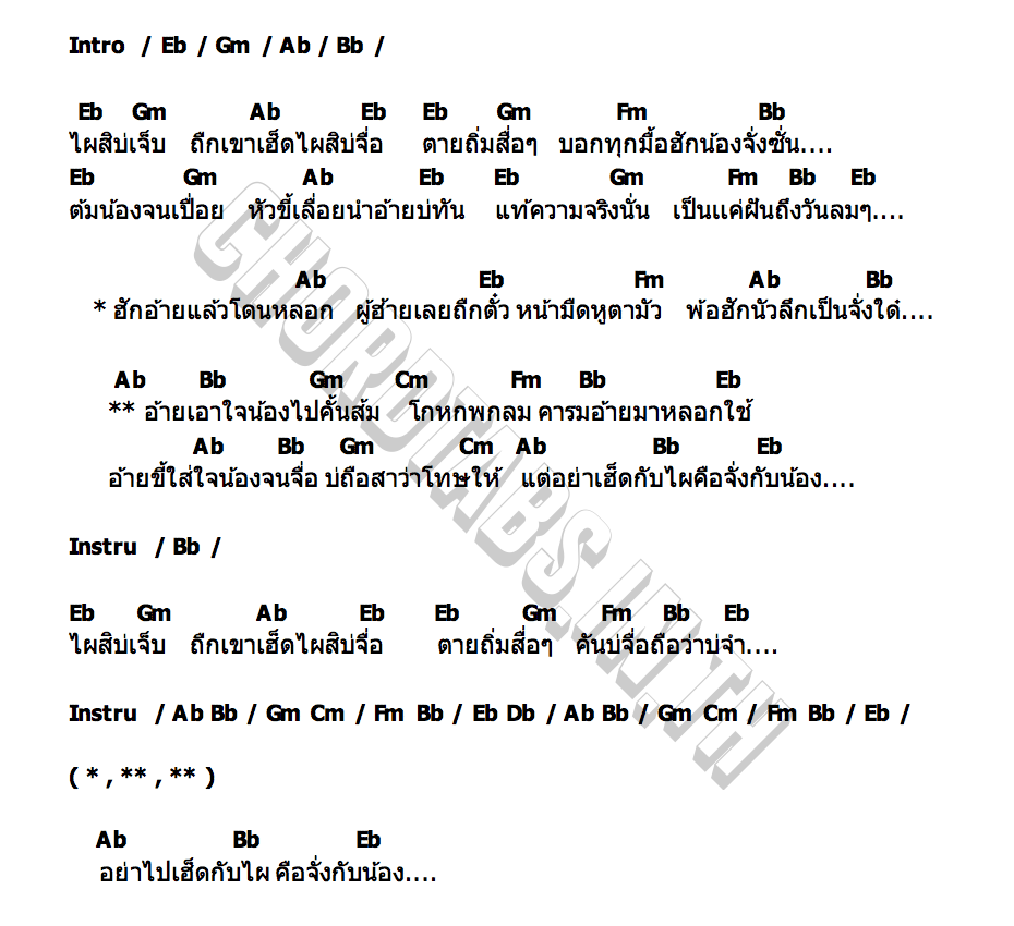 คอร์ด คั้นส้มหัวใจ ทรายแก้ว ชินานาฏ