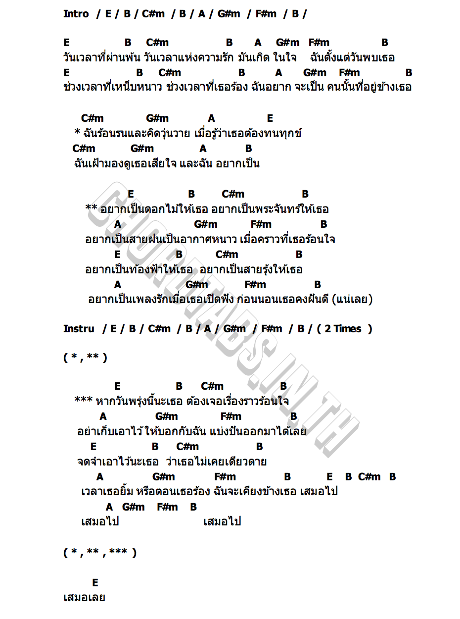 คอร์ด Want to be Mr พระจันทร์
