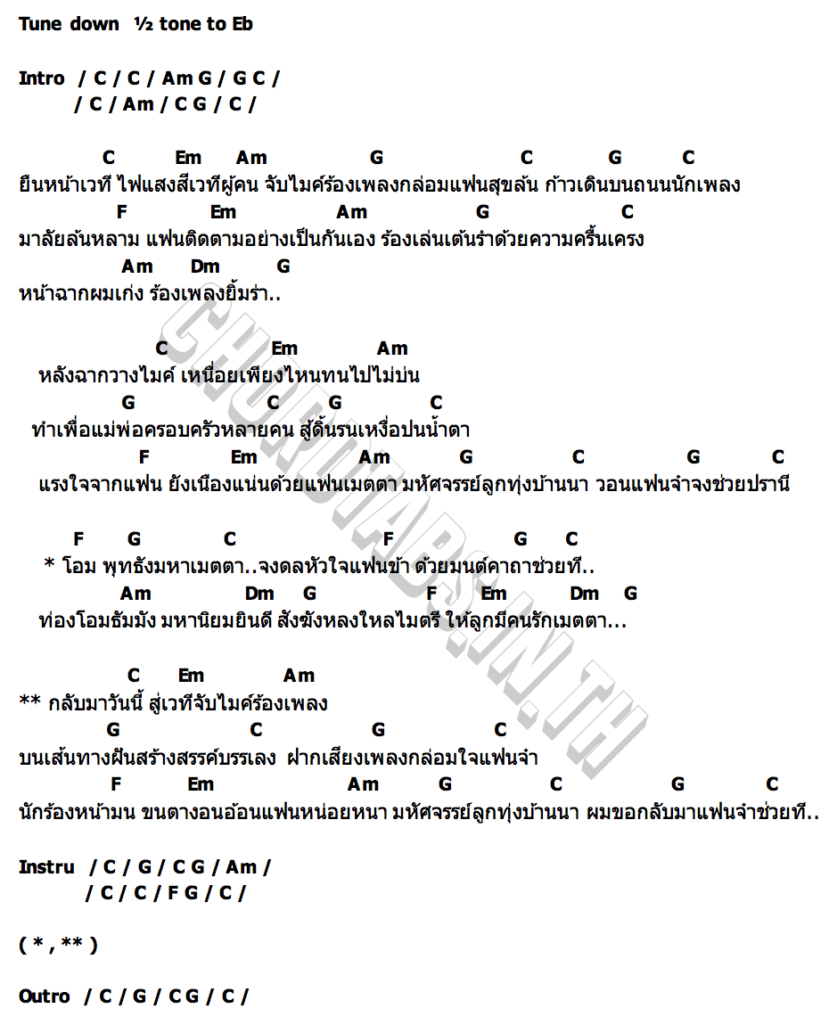 คอร์ด มหัศจรรย์ลูกทุ่งบ้านนา โน้ต มหัศจรรย์