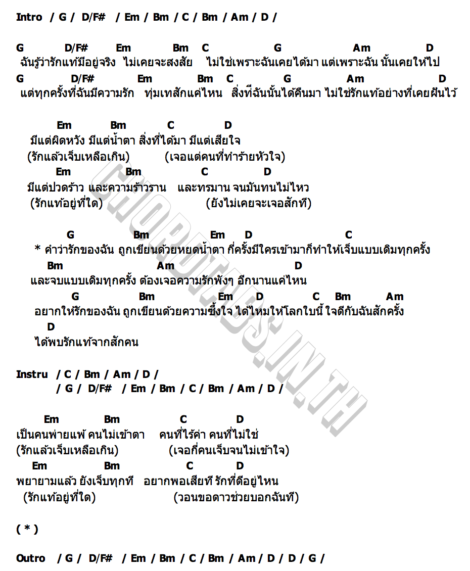 คอร์ด คำว่ารักของฉันถูกเขียนด้วยหยดน้ำตา O PAVEE x PORTRAIT