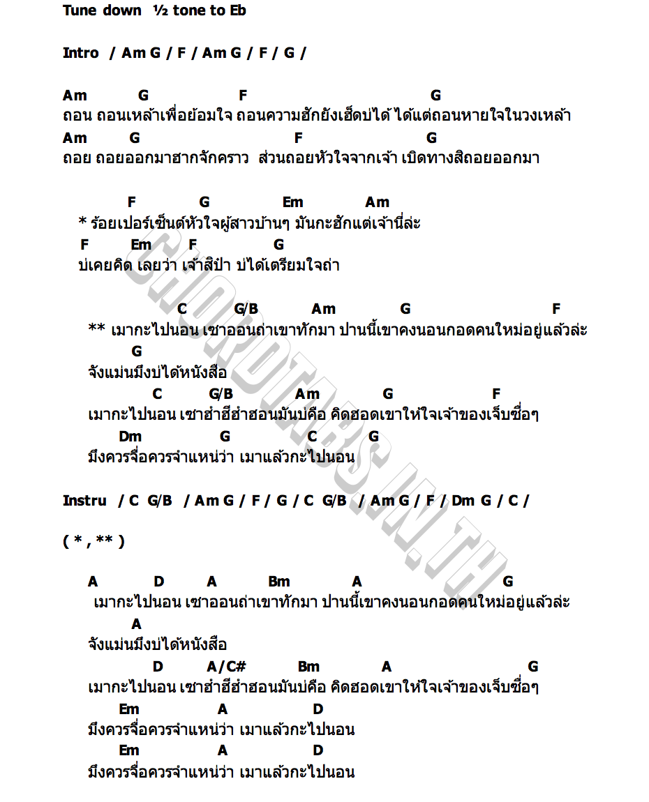 คอร์ด เมากะไปนอน ลูกน้ำ นนพล