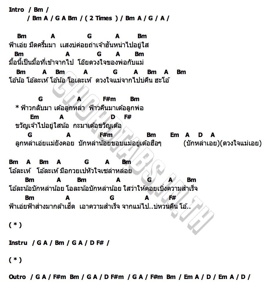 คอร์ด ฟ้าวกลับมา ปอนด์