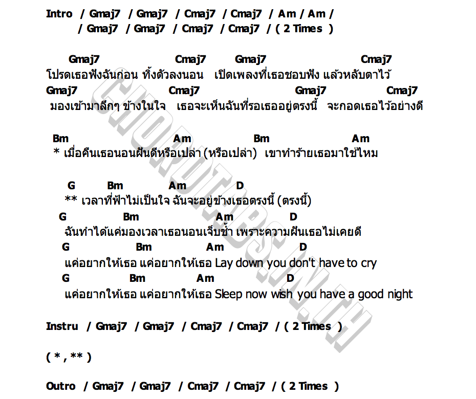 คอร์ด แค่อยากให้เธอ Slepttight