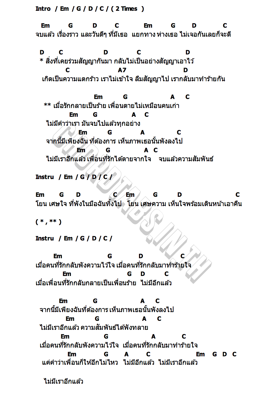 คอร์ด ไม่มีเราอีกแล้ว ( Broken ) เป้ MVL