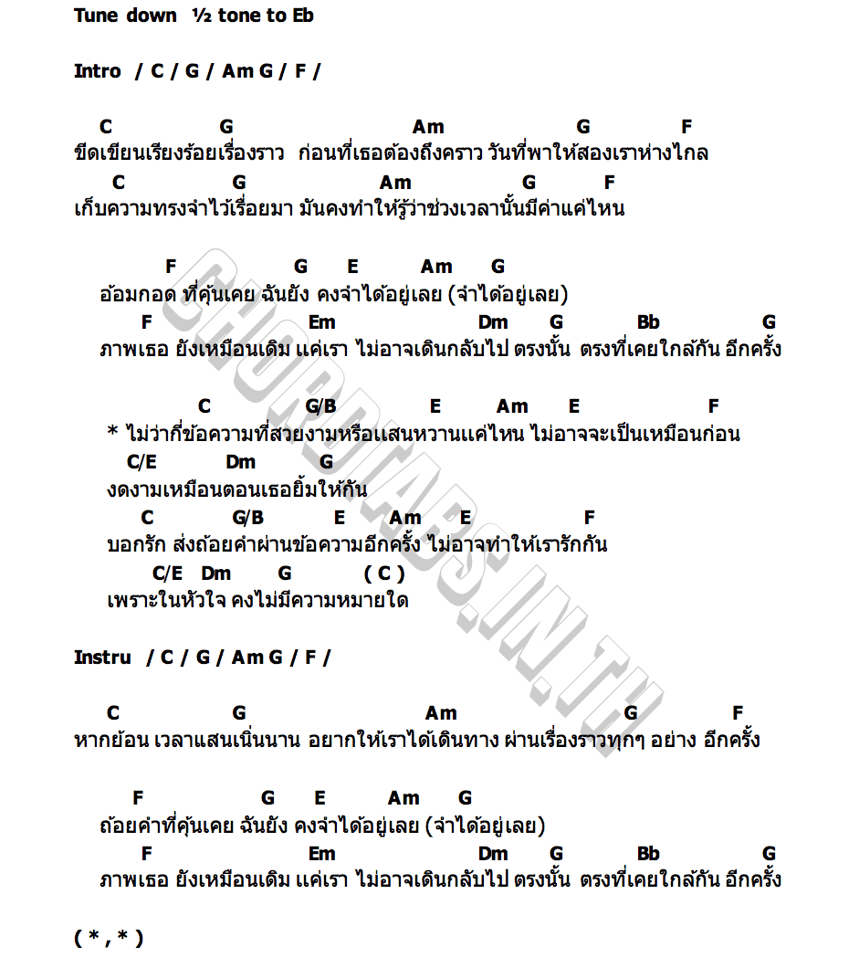 คอร์ด ข้อความที่ฝากไว้ Ost. Remember Me ความรักเขียนด้วยความรัก