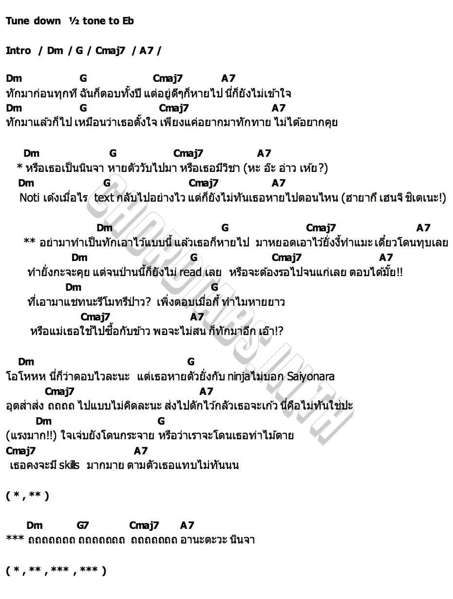 คอร์ด นินจา (Ninja) เอ้ย จิรัช