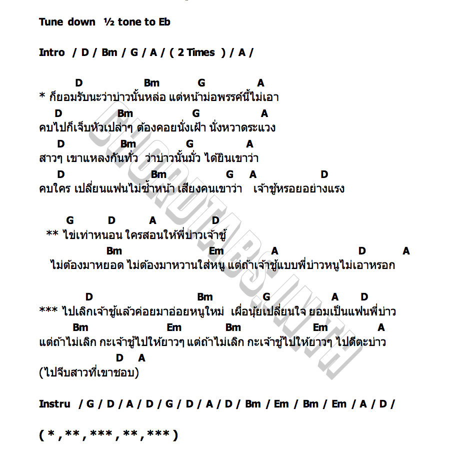 คอร์ด ไข่เท่าหนอน ใครสอนให้เจ้าชู้ น้องเพลง ศิริวรรณ