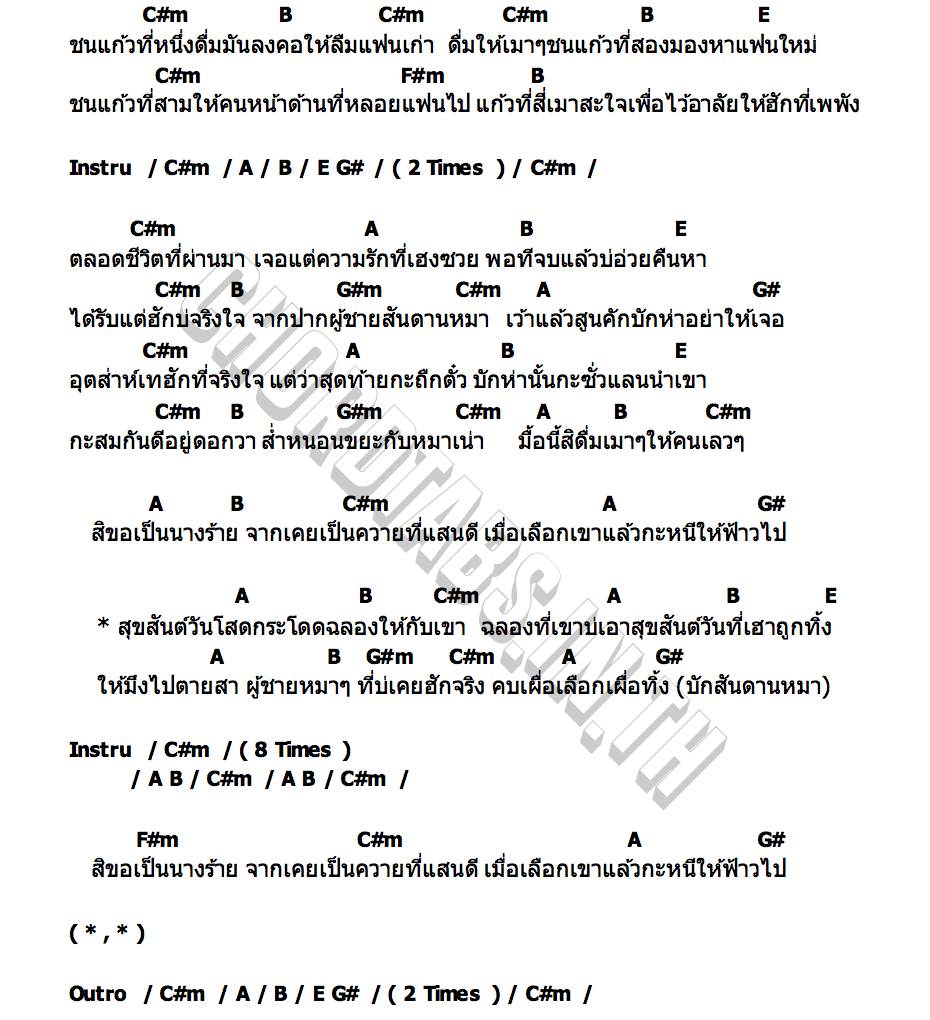 คอร์ด สุขสันต์วันโสด สายแนน โพธิ์งาม