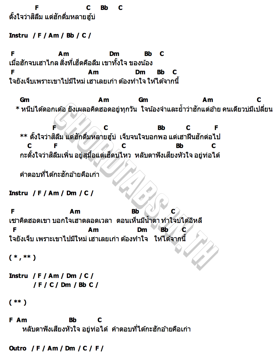 คอร์ด ตั้งใจว่าสิลืม กวาง ดวงฤทัย