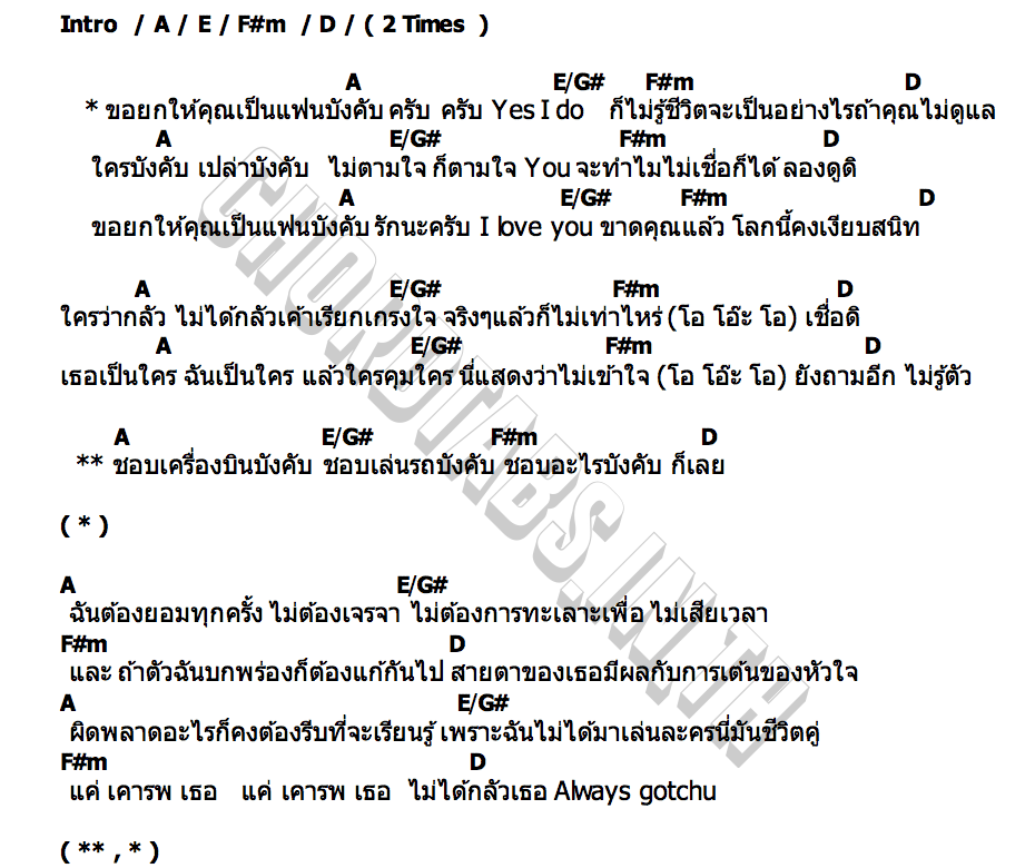 คอร์ด แฟนบังคับ [MATCH] GAVIN.D & PANTIPA.A