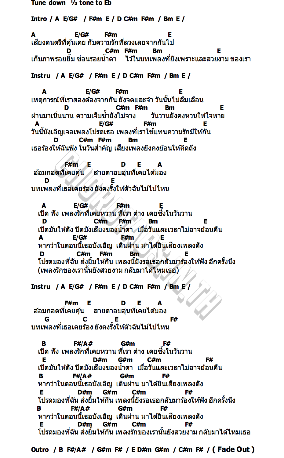 คอร์ด เพลงรักในวันลา ( BYE LOVE ) Lower Mansion