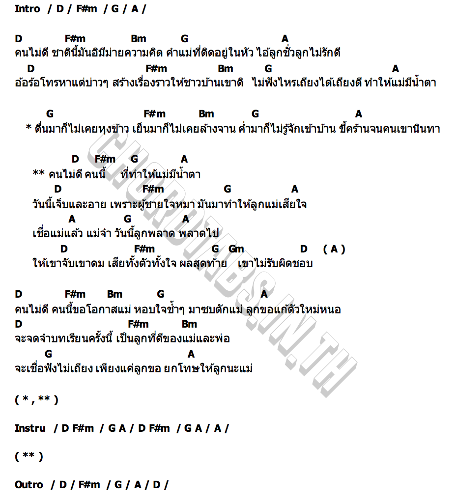 คอร์ด คนไม่ดี ภีม บ้านนาสาร ไหทองคำ