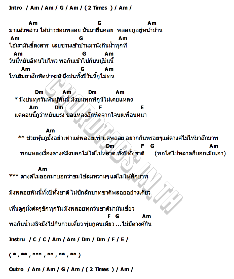 คอร์ด พลอย (ตางค์ไม่ออกบอกขม) เล็ก บูรพา