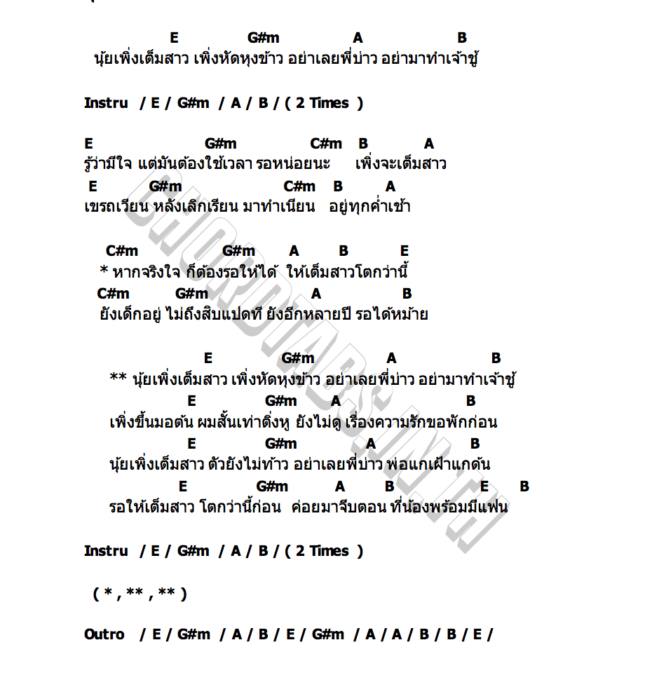 คอร์ด นุ้ยเพิ่งเต็มสาว กล้วยน้ำว้า