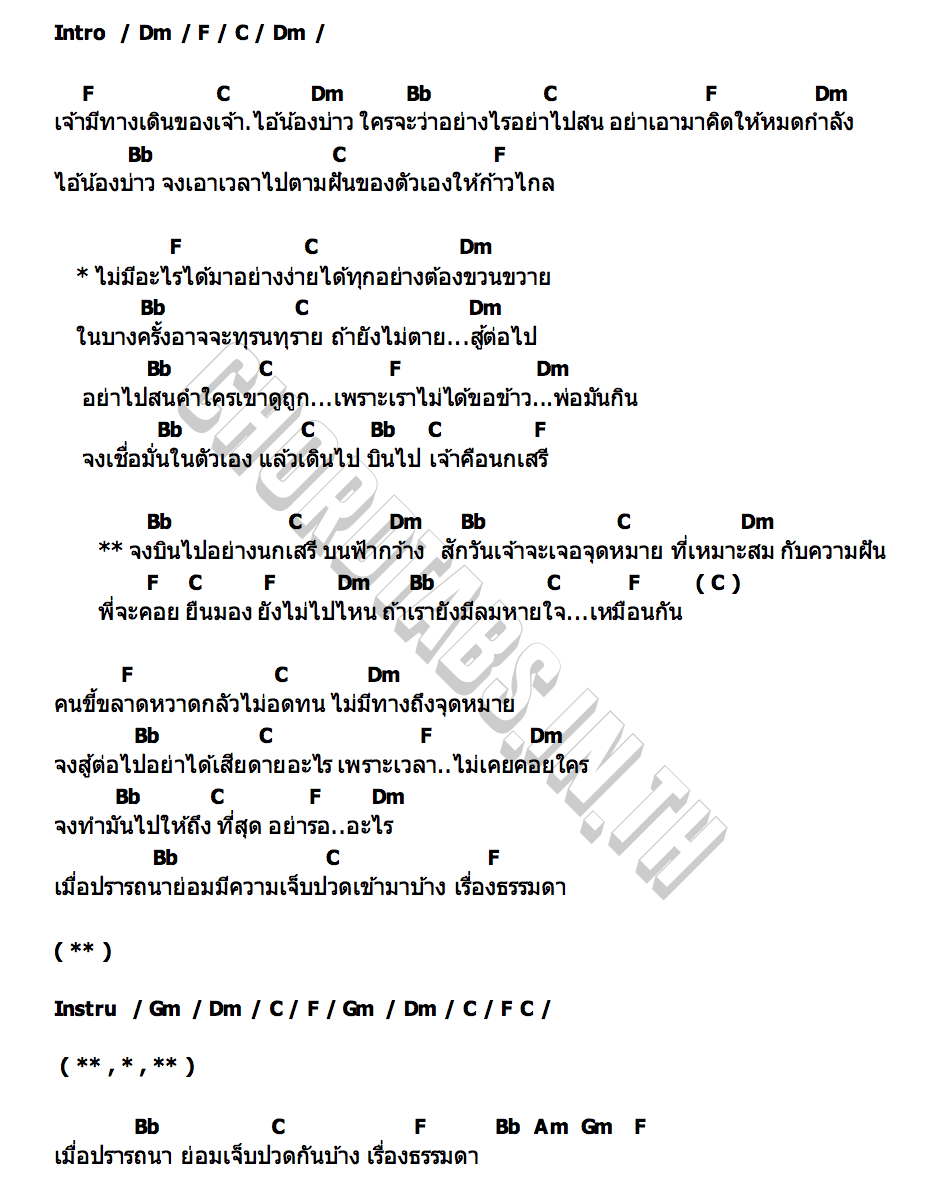 คอร์ด ไอ้น้องบ่าว ธีเดช x วงกางเกง