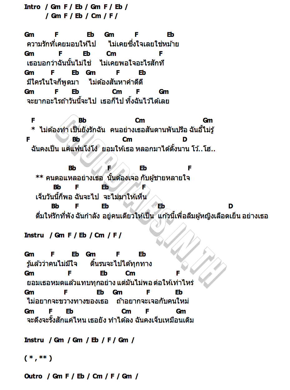 คอร์ด ผู้หญิงเลือดเย็น กิต ธัญญะ