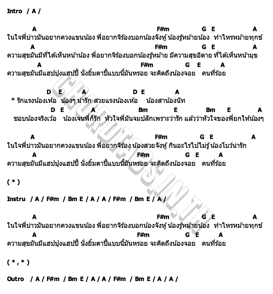 คอร์ด น้องๆ วงถั่วงอก