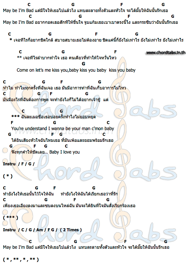 คอร์ด May Be I'm Bad ชิน ชินวุฒิ