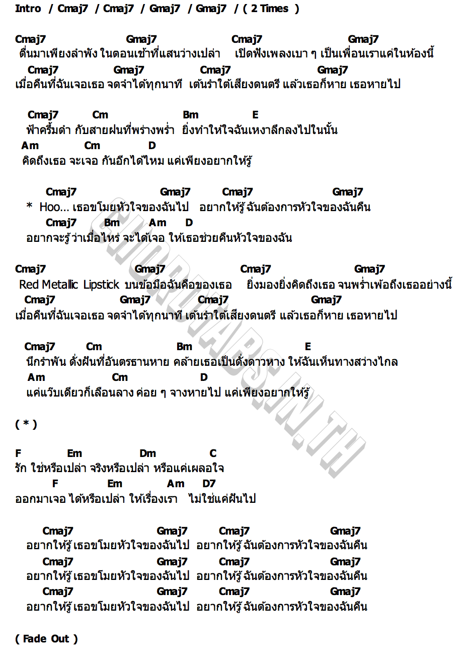 คอร์ด Red Metallic Lipstick Unkle T