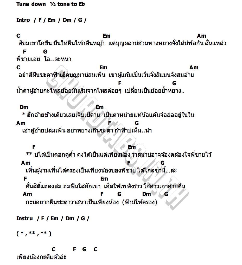 คอร์ด เพียงน้อง มายด์ มยุรา