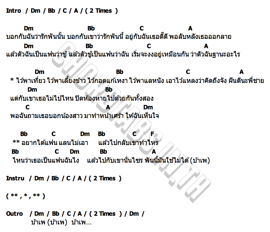 คอร์ด อยากได้แฟนแลนไม่เอา มีนา กินรี
