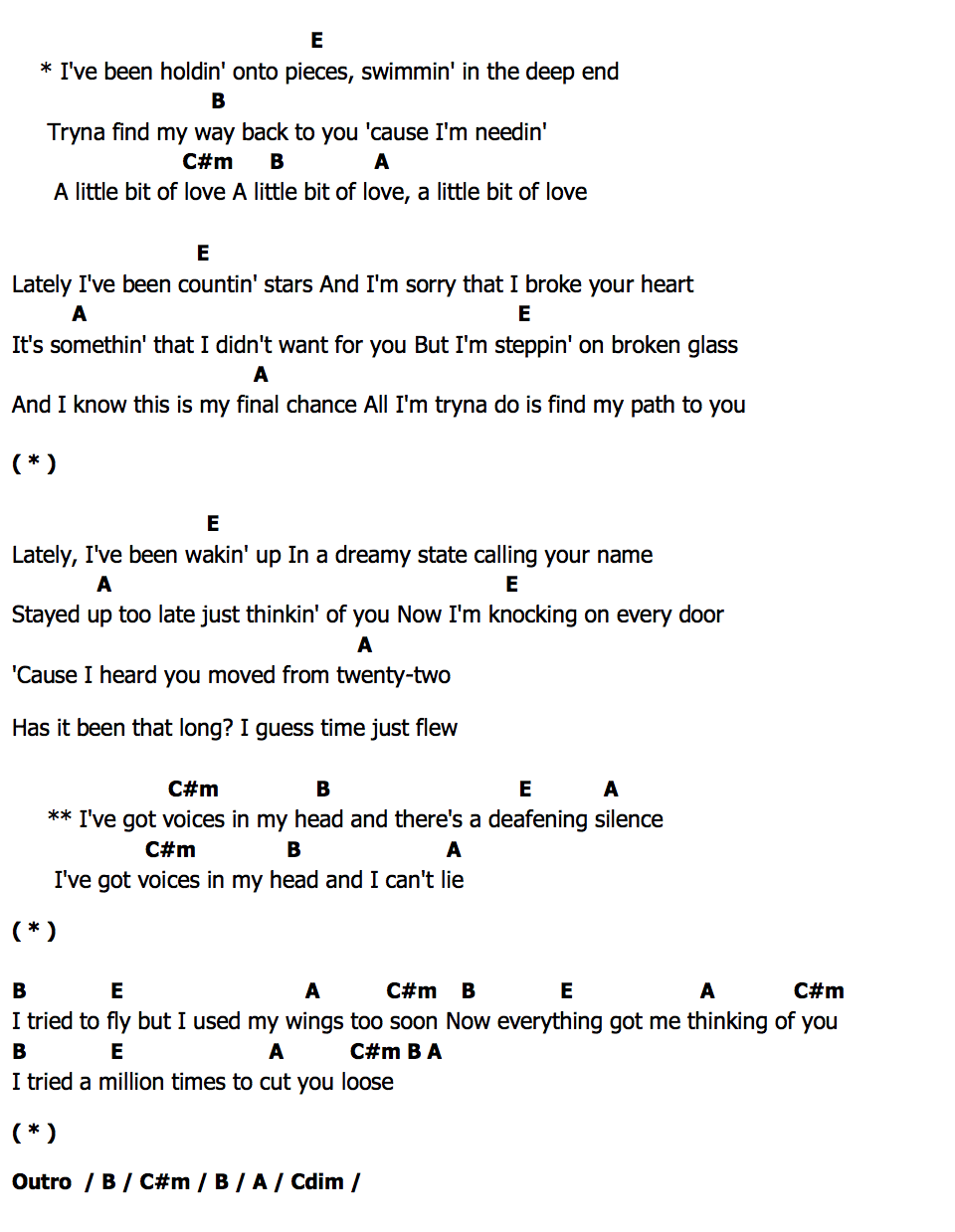 คอร์ด Little Bit Of Love Tom Grennan