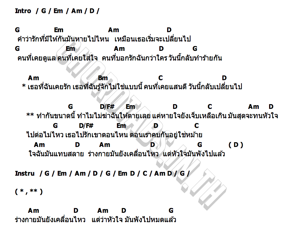 คอร์ด เจ็บเหลือเกิน อีม ได้หมดถ้าสดชื่น